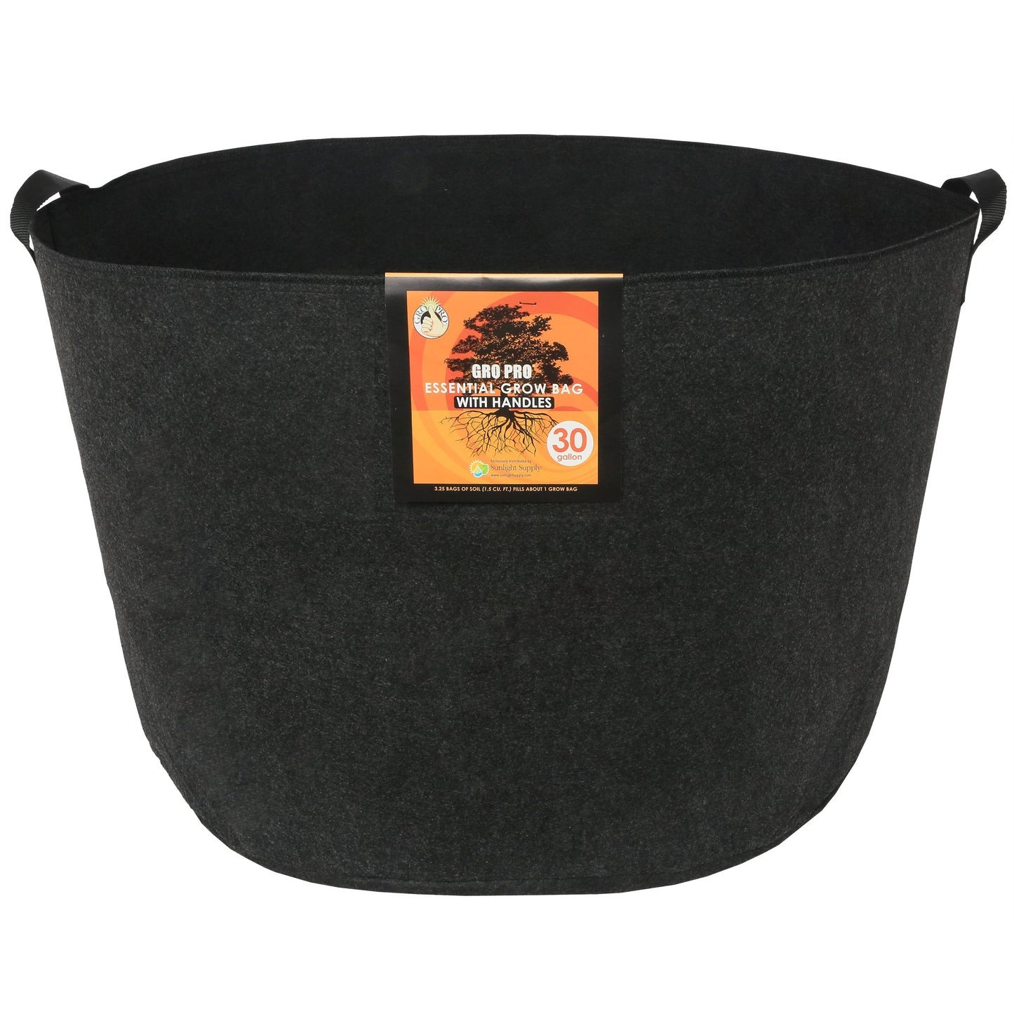 Gro Pro Essential Round Fabric Pot with Handles Black 30 Gallon - Black