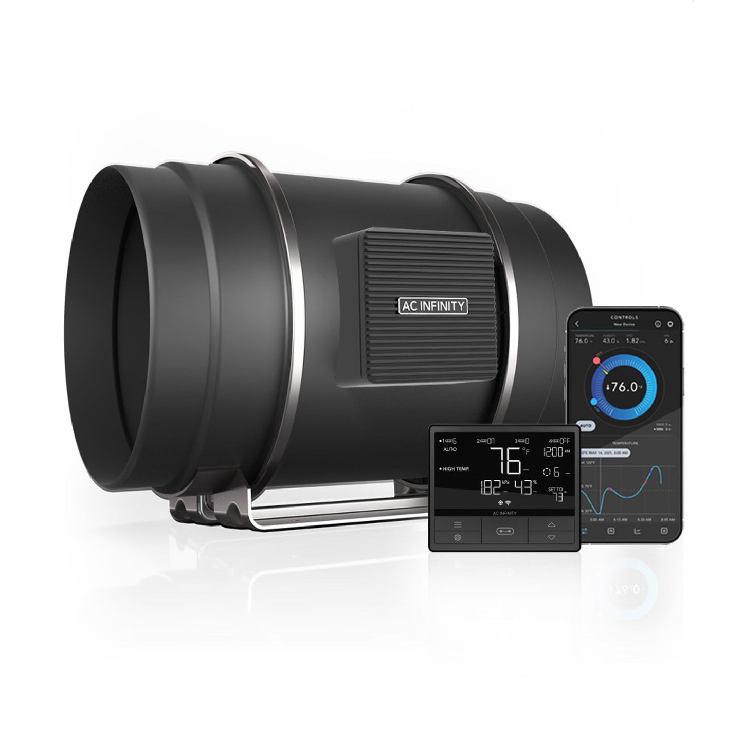 AC Infinity Cloudline Inline Duct Fan /w LCD Thermal Control