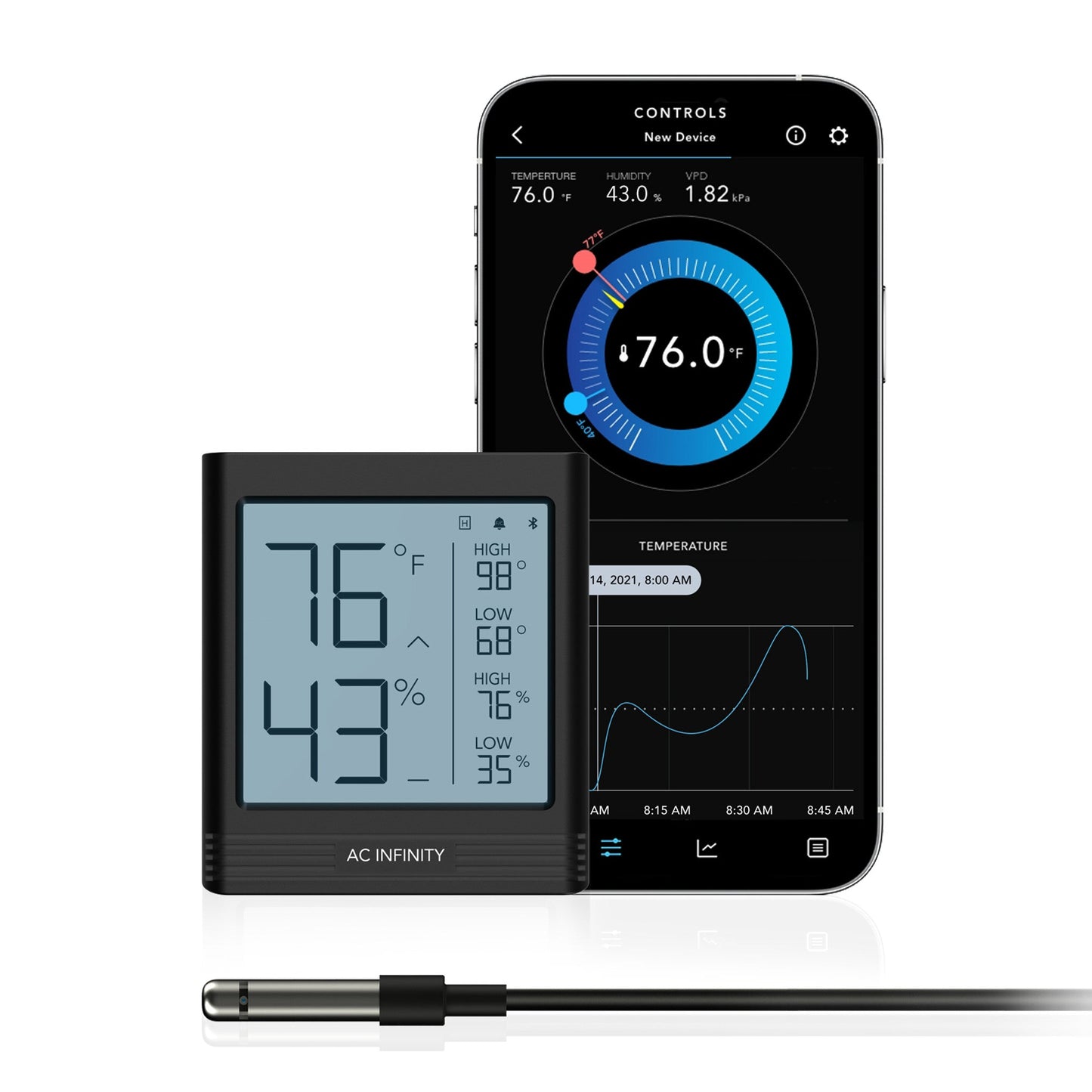 AC Infinity CLOUDCOM B1, SMART THERMO-HYGROMETER WITH DATA APP