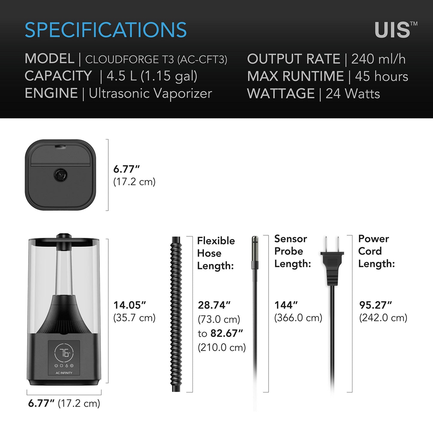 AC Infinity CLOUDFORGE T3 HUMIDIFIER