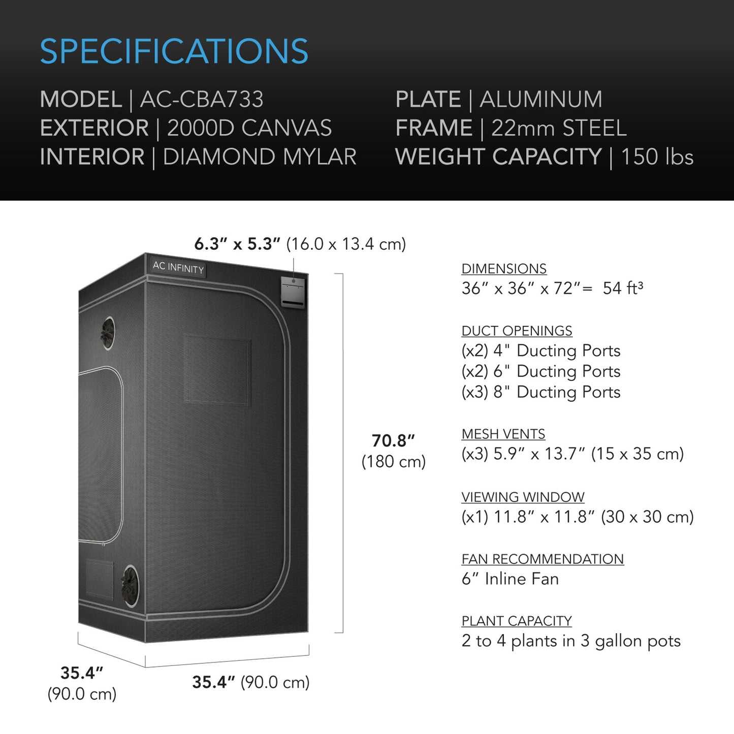 AC Infinity ADVANCE GROW TENT SYSTEM PRO 3X3