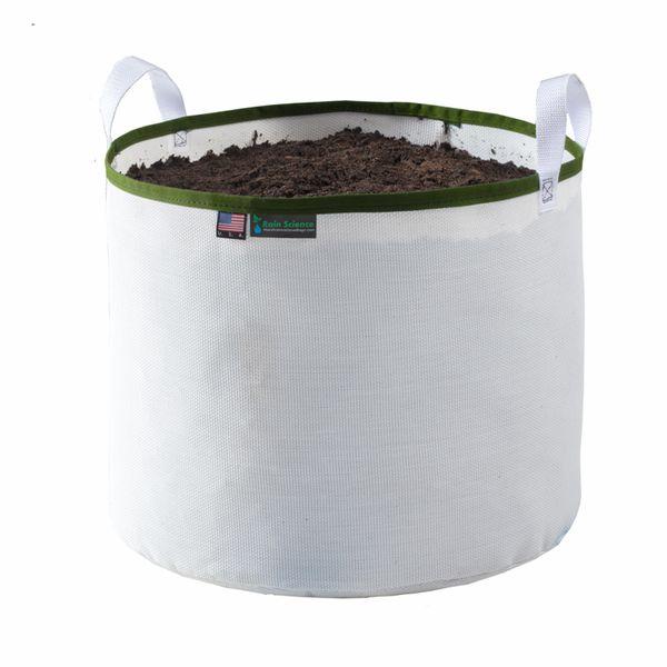 Rain Science Grow Bag White 15 Gallon  Trim Color OD Green