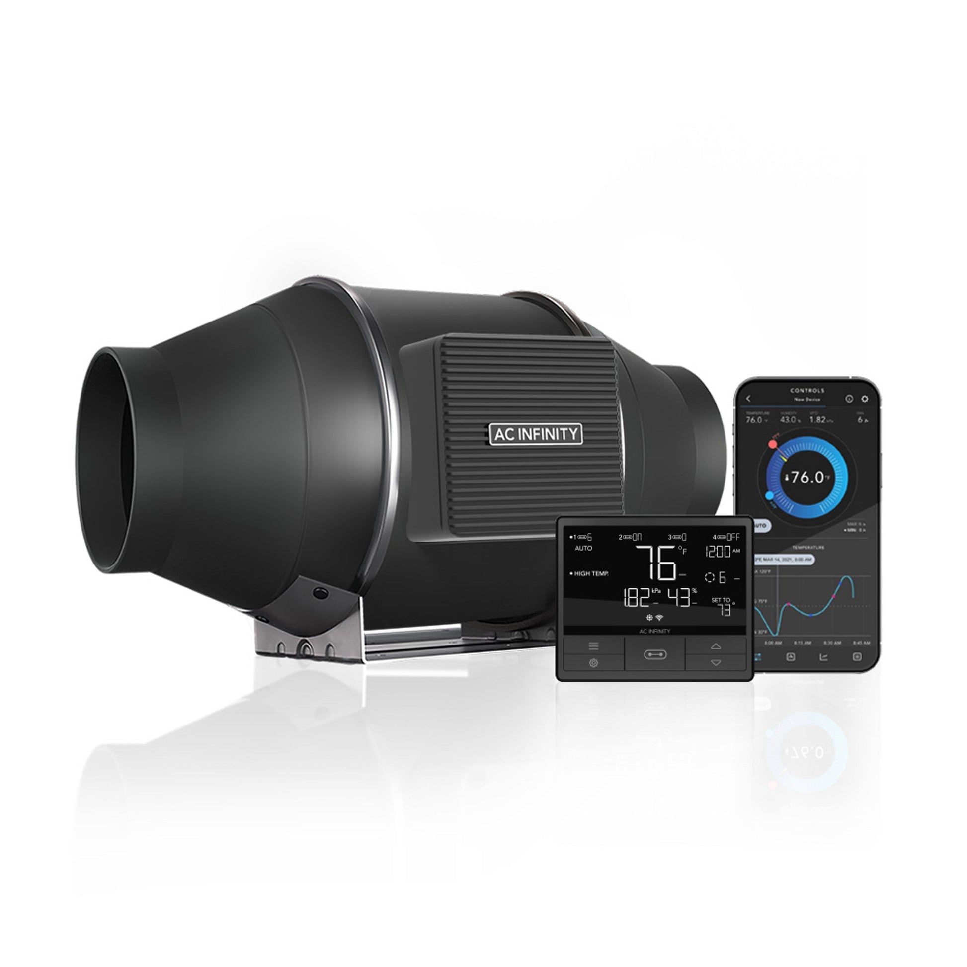 AC Infinity Cloudline Inline Duct Fan /w LCD Thermal Control