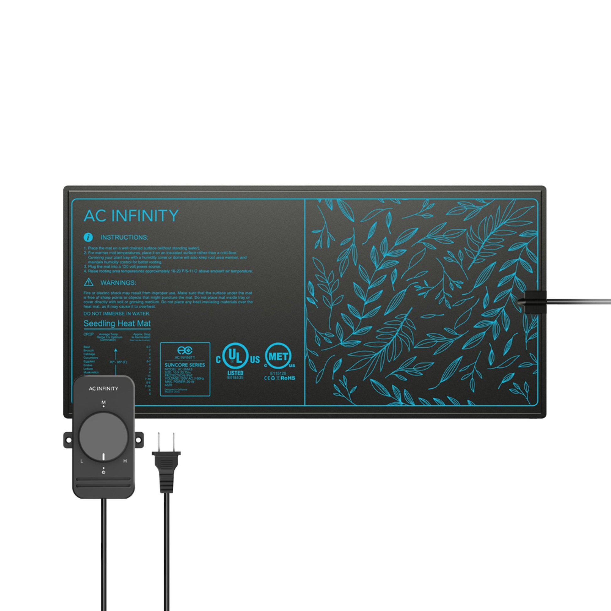 AC Infinity SUNCORE S3, SEEDLING HEAT MAT WITH HEAT CONTROLLER