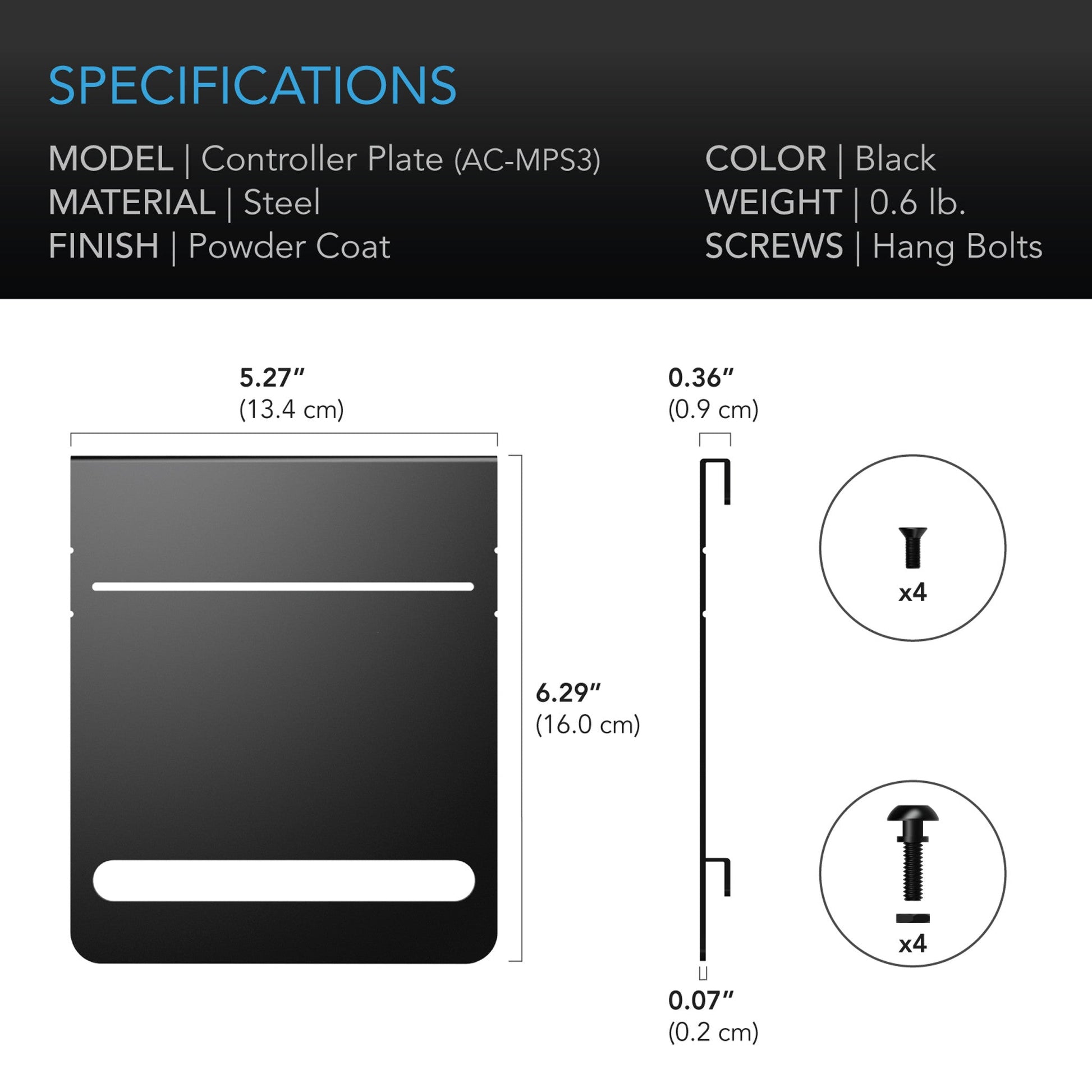 AC Infinity GROW TENT MOUNTING PLATE, STEEL, POWDER COAT BLACK