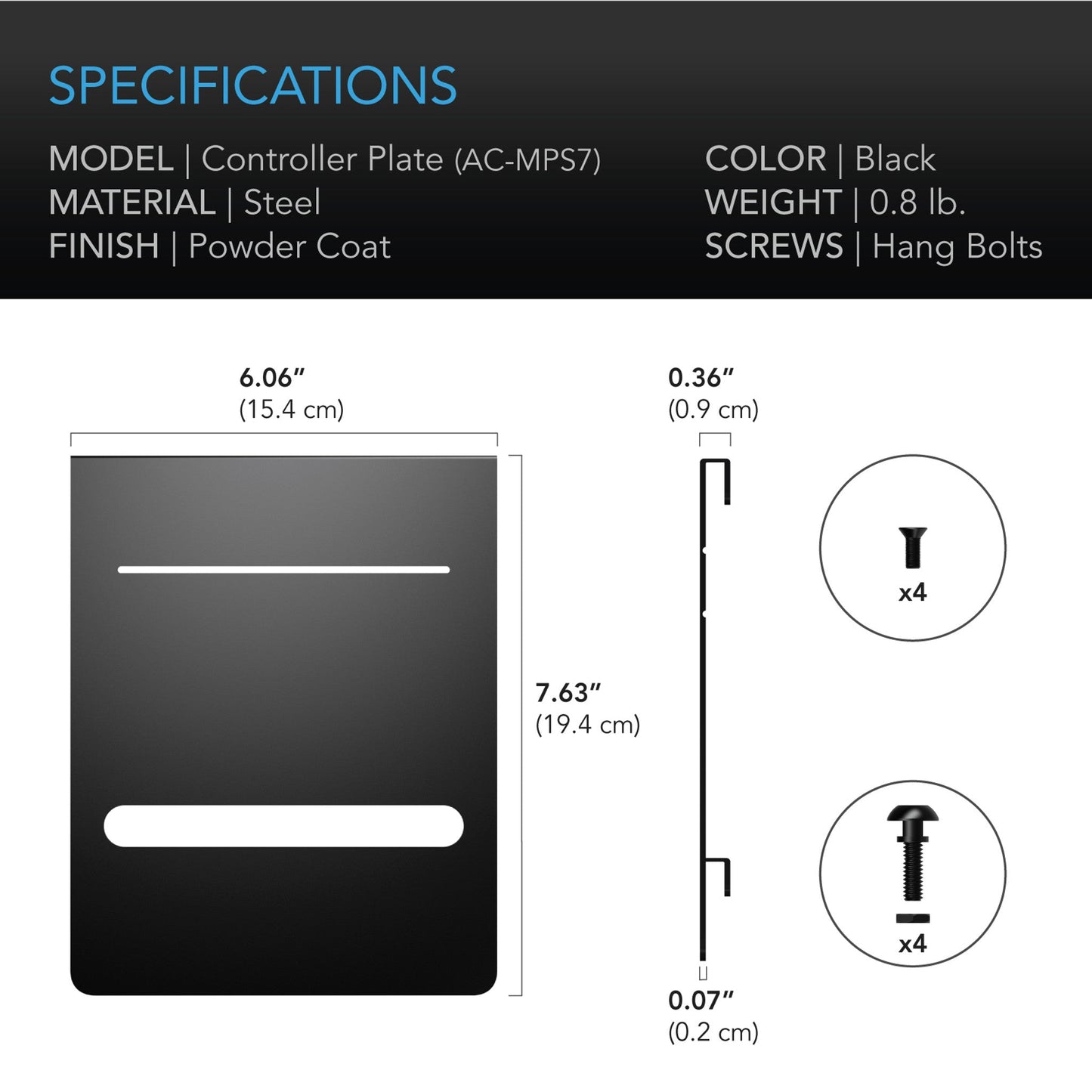 AC Infinity GROW TENT MOUNTING PLATE, STEEL, POWDER COAT BLACK