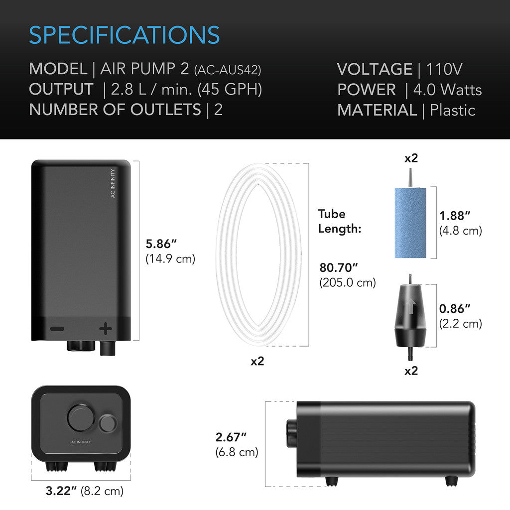 AC Infinity HYDROPONICS AIR PUMP