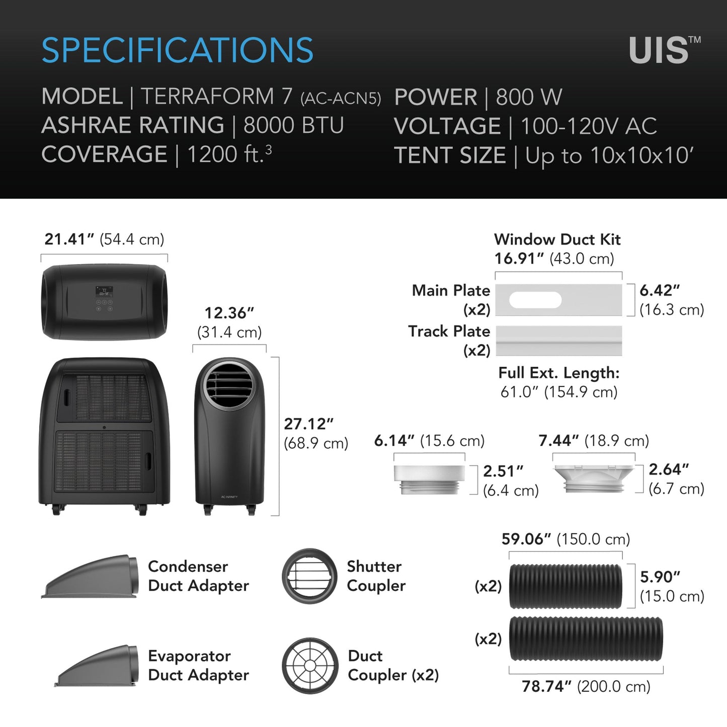 AC Infinity TERRAFORM 7, MULTI-FUNCTIONAL AIR CONDITIONER