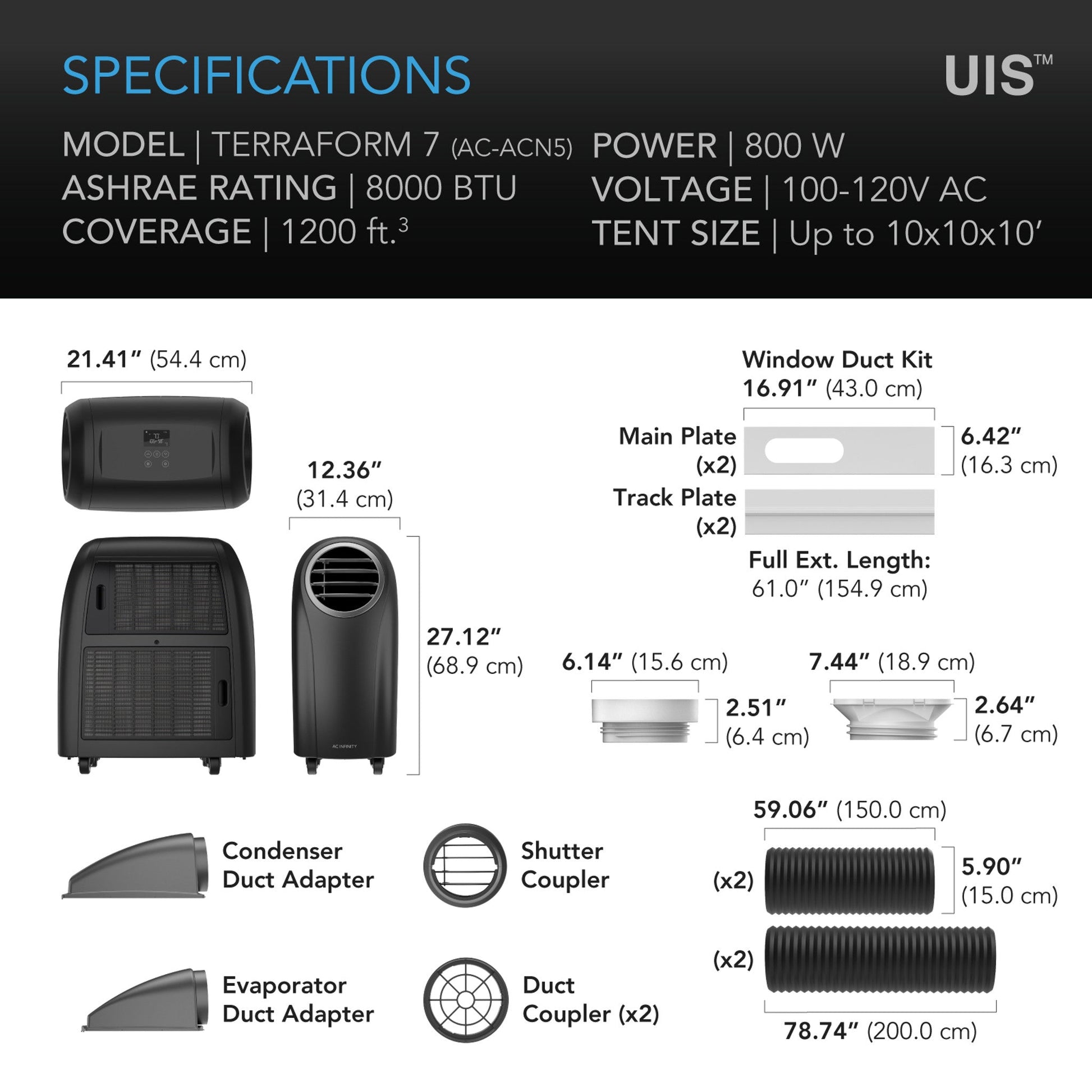 AC Infinity TERRAFORM 7, MULTI-FUNCTIONAL AIR CONDITIONER