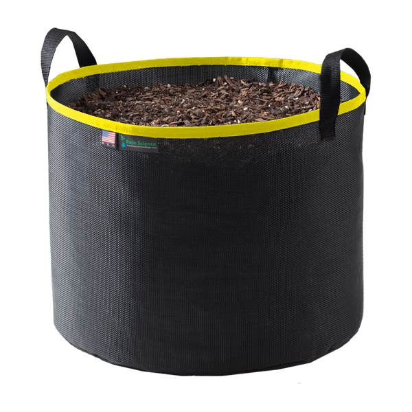 Rain Science Grow Bag Black 15 Gallon  Trim Color Yellow